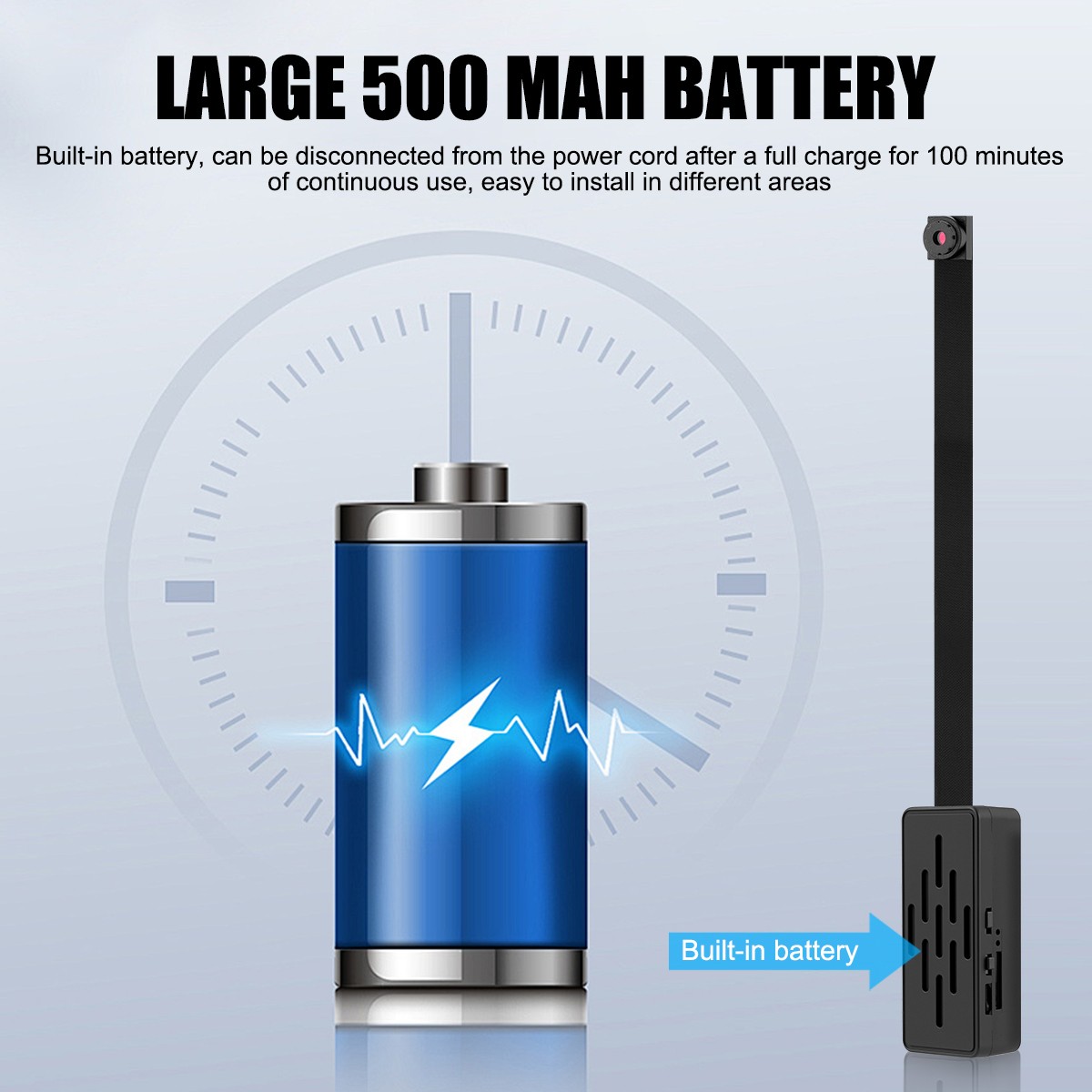 1080P Mini WiFi Camera Hotspot WiFi Connection Motion Alert Audio Flexible Lens
