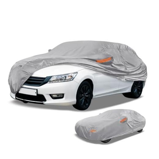 6 Layers Aluminum Waterproof Sedan for Sedan Length 187″ to 198″ Silver Tone