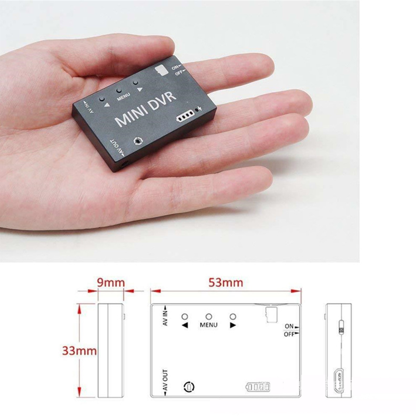 Mini DVR 5.8G-FPV Video Recorder Module Support 32GB TF Card CVBS Signal Input