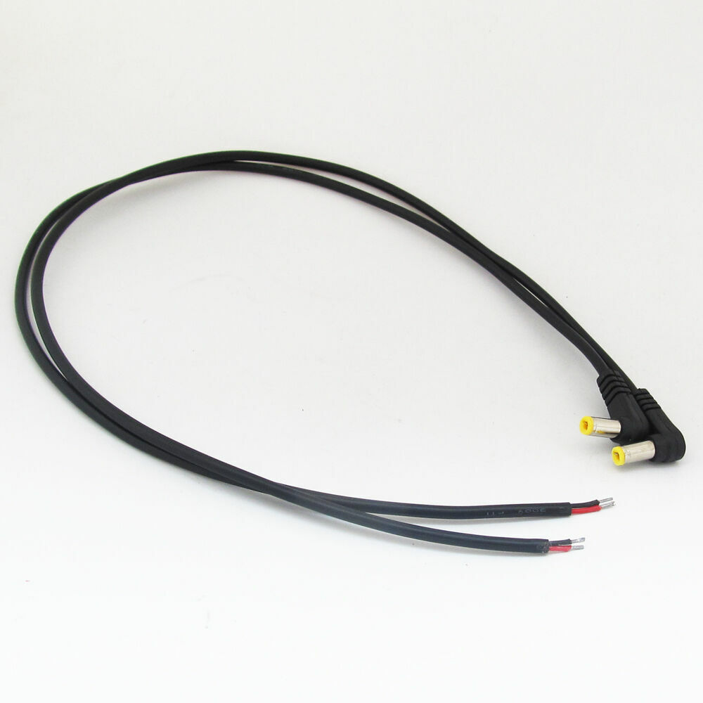 10pcs 50cm 22AWG DC Power Cable Right Angle 5.5×2.1mm 2.1mm DC Male For CCTV