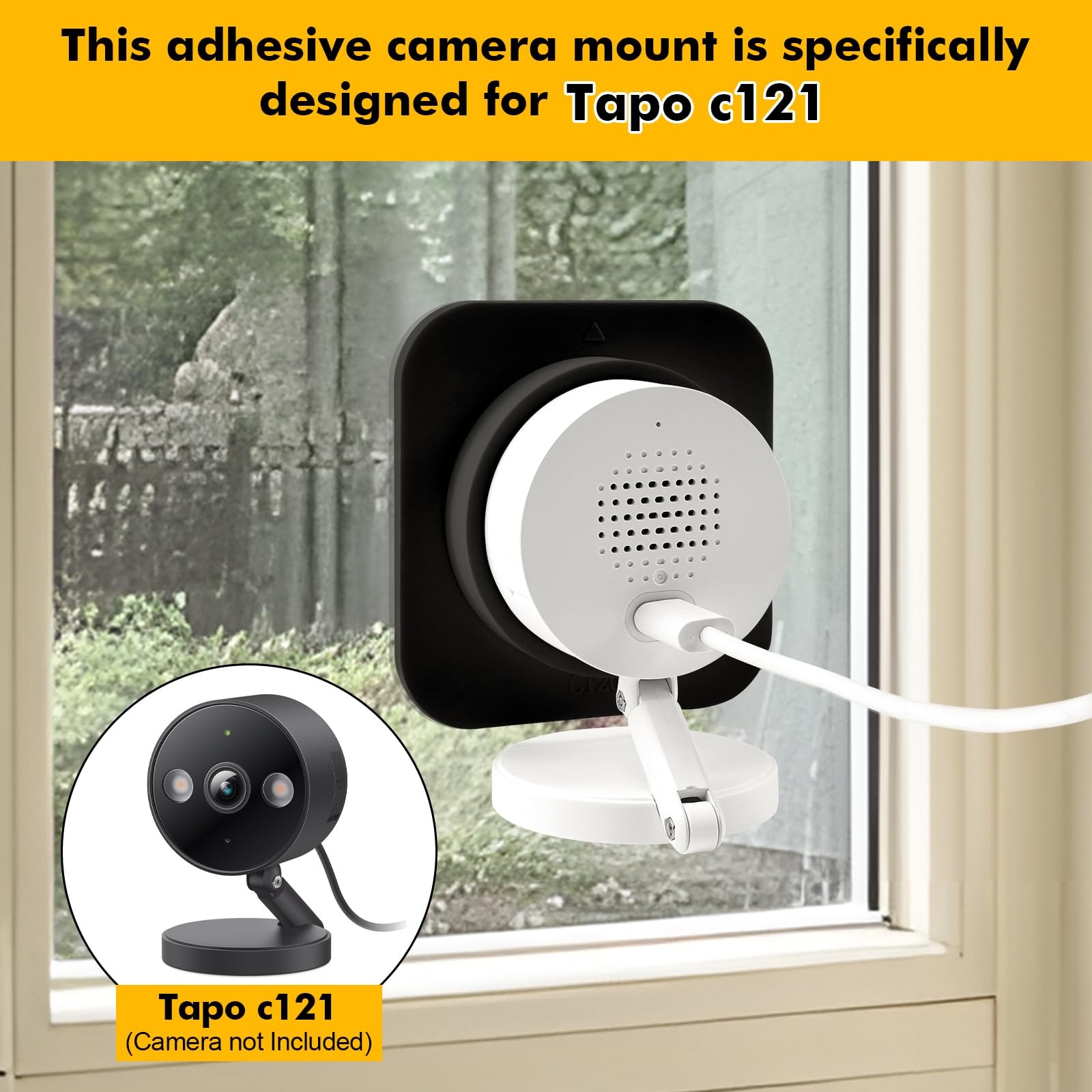 Security Camera Window Mount 2 Pack No Drill for Tapo C120 C121 – Strong