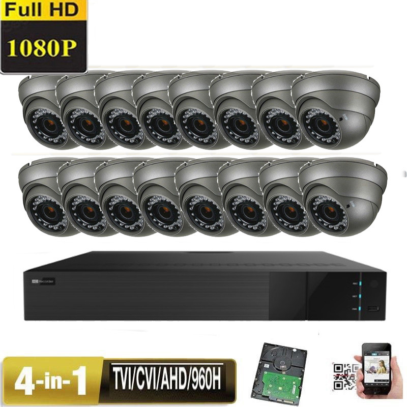 16CH TVI 1080P DVR Sony CMOS 4-in-1 2.6MP Varifocal Security Camera System 54