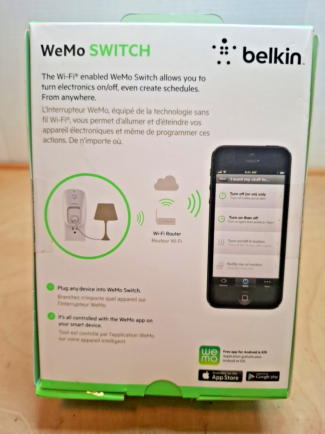 Belkin WeMo Switch Wi-Fi Smart Plug Android IOS F7C027fc New