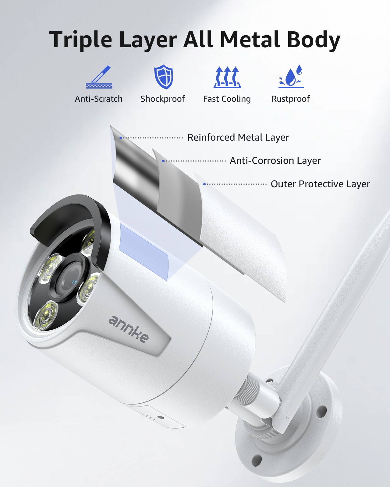 ANNKE 3MP Wireless AI Security Camera System 8CH NVR Two Way Audio Recording 4TB