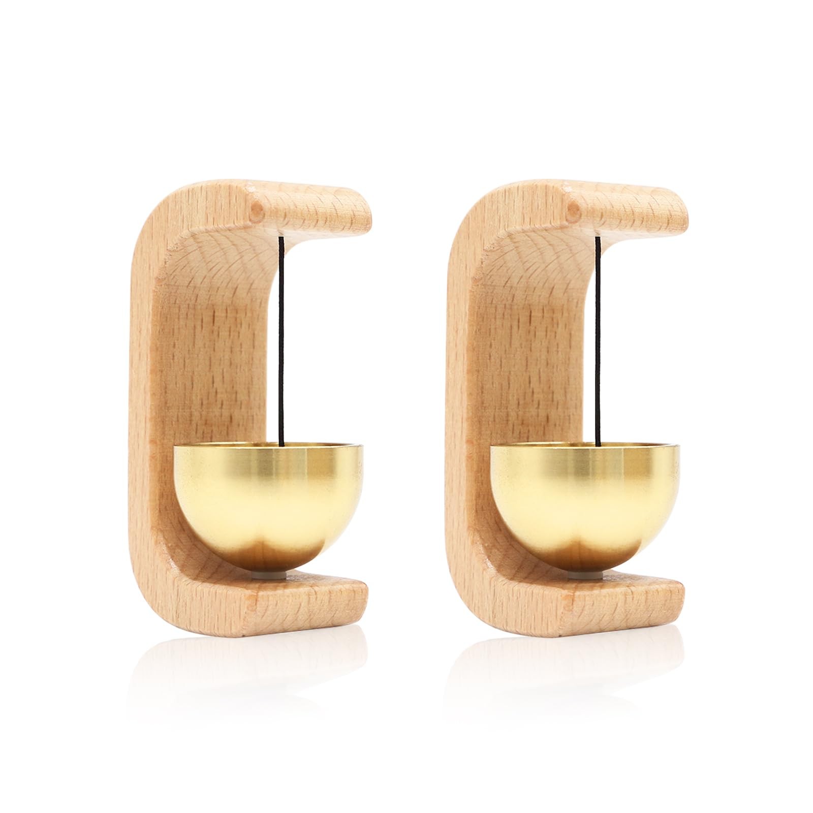 Magnetic Door Chime 2-Pack – Wooden Wind Bells for Opening, Beech