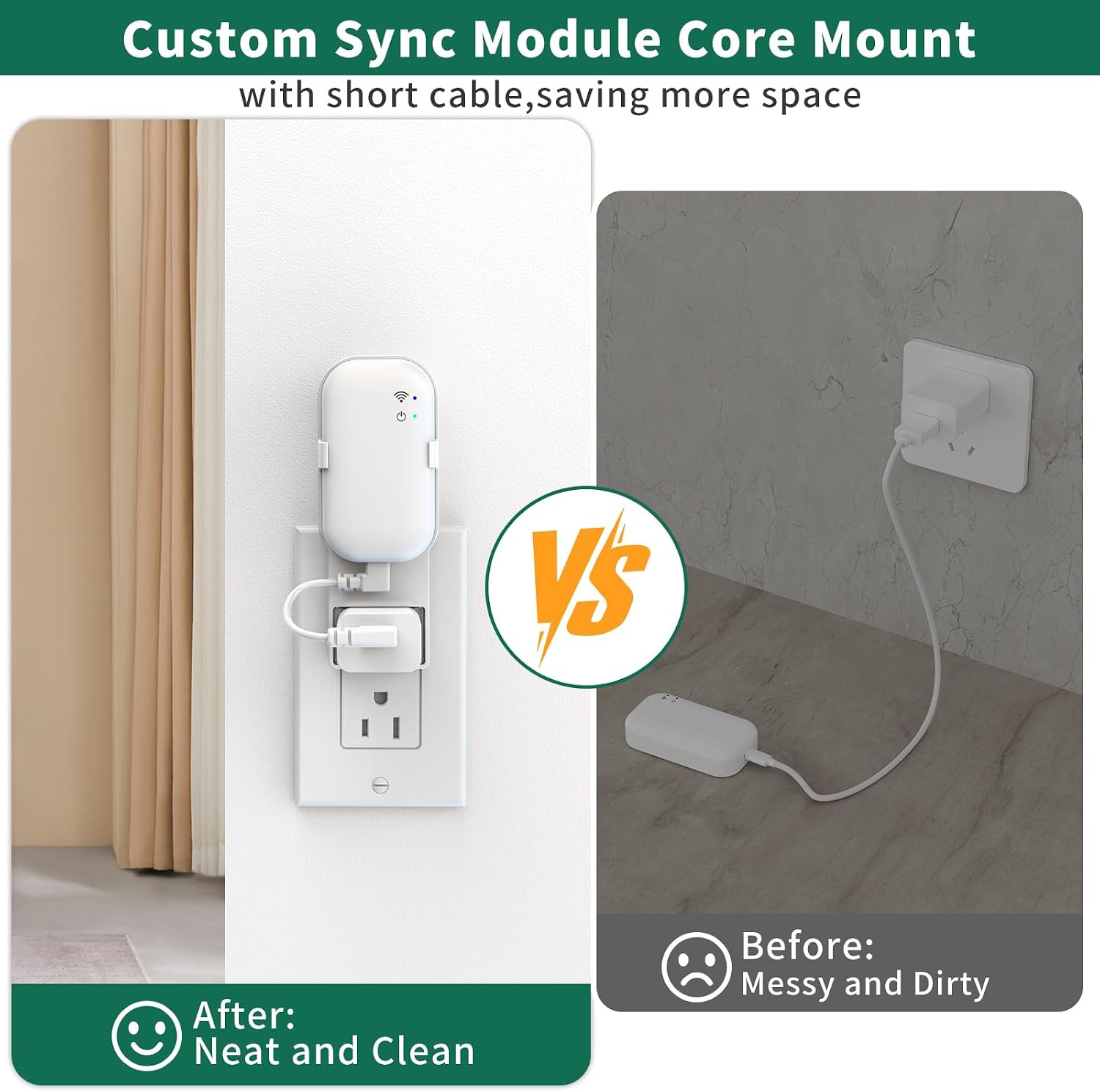 Outlet Wall Mount Compatible with Blink Sync Module Core, Space Saving, No