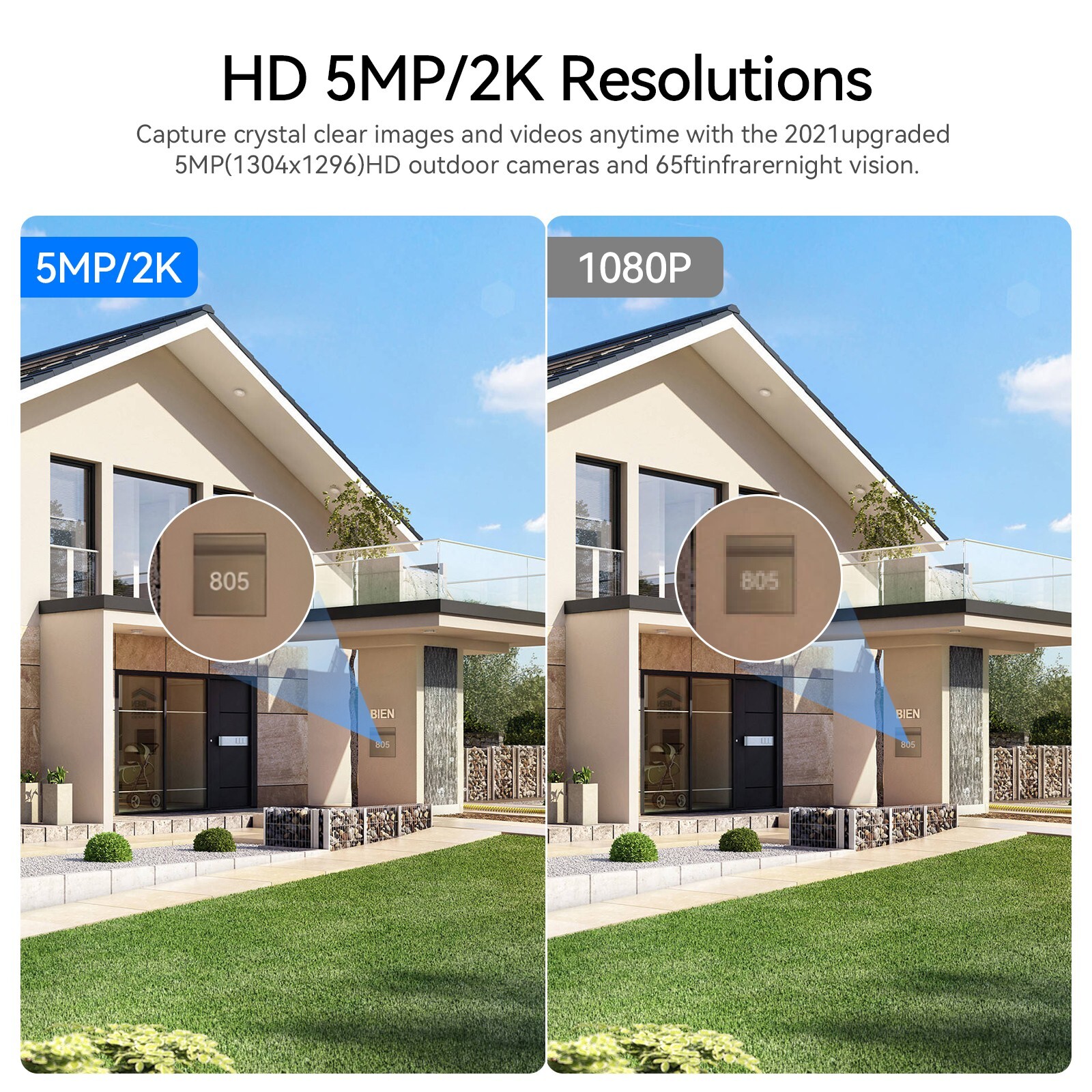 5MP Wireless Audio Camera Security System Outdoor Home 8CH NVR 1TB Night Version