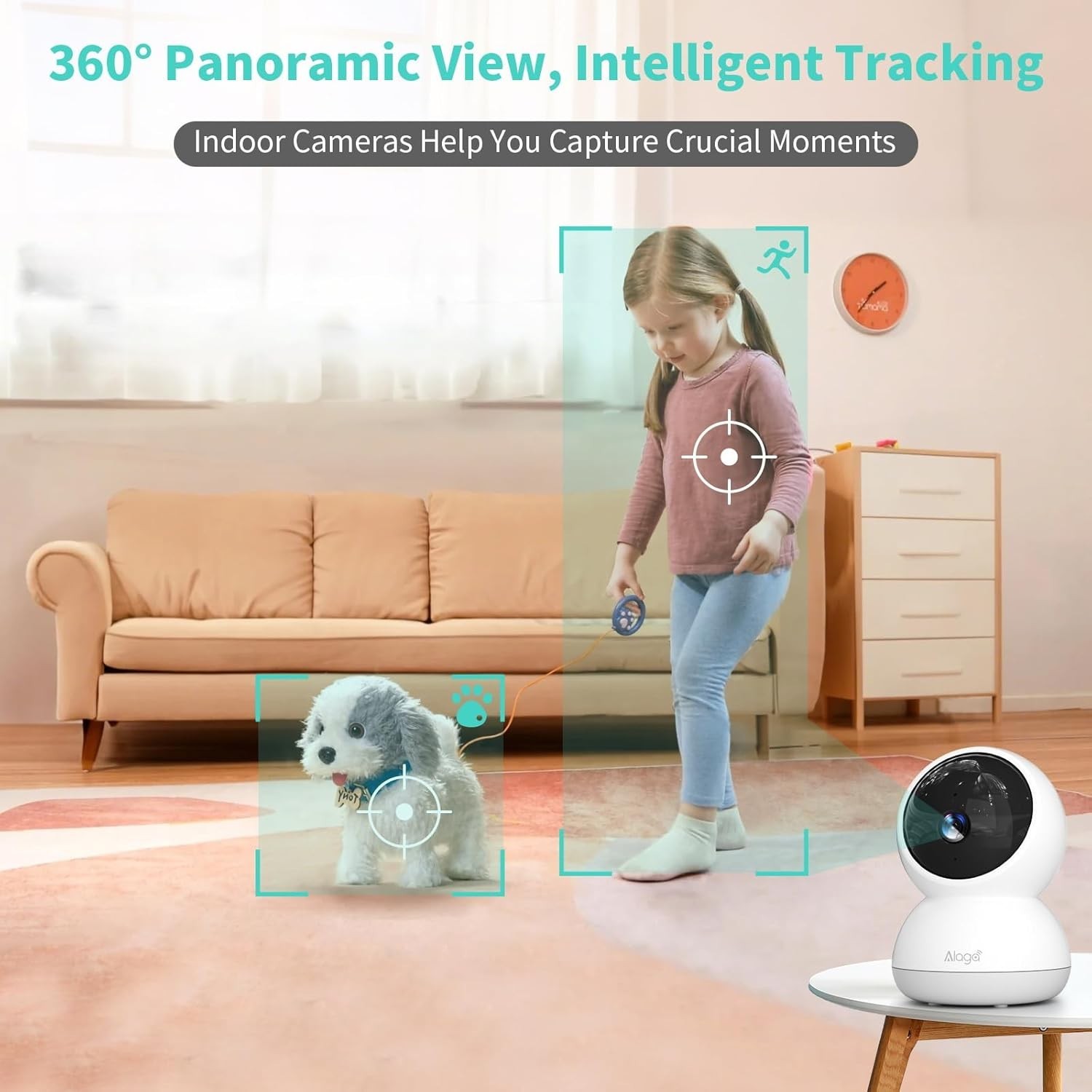 5G Pet Camera Indoor with Phone App, 3K Cat Dog Cameras with Speaker, Pan-Tilt W