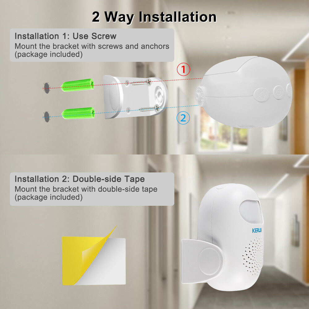 Wireless Infrared Motion Sensor 100dB Loud Alarm Anti-theft Detector with Remote