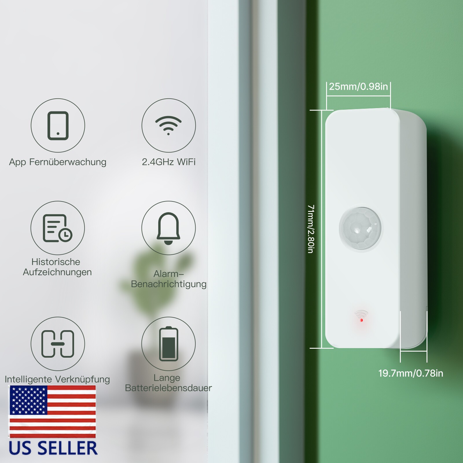 1pc MOES WLAN Smart PIR motion sensor Human body detector APP remote monitoring