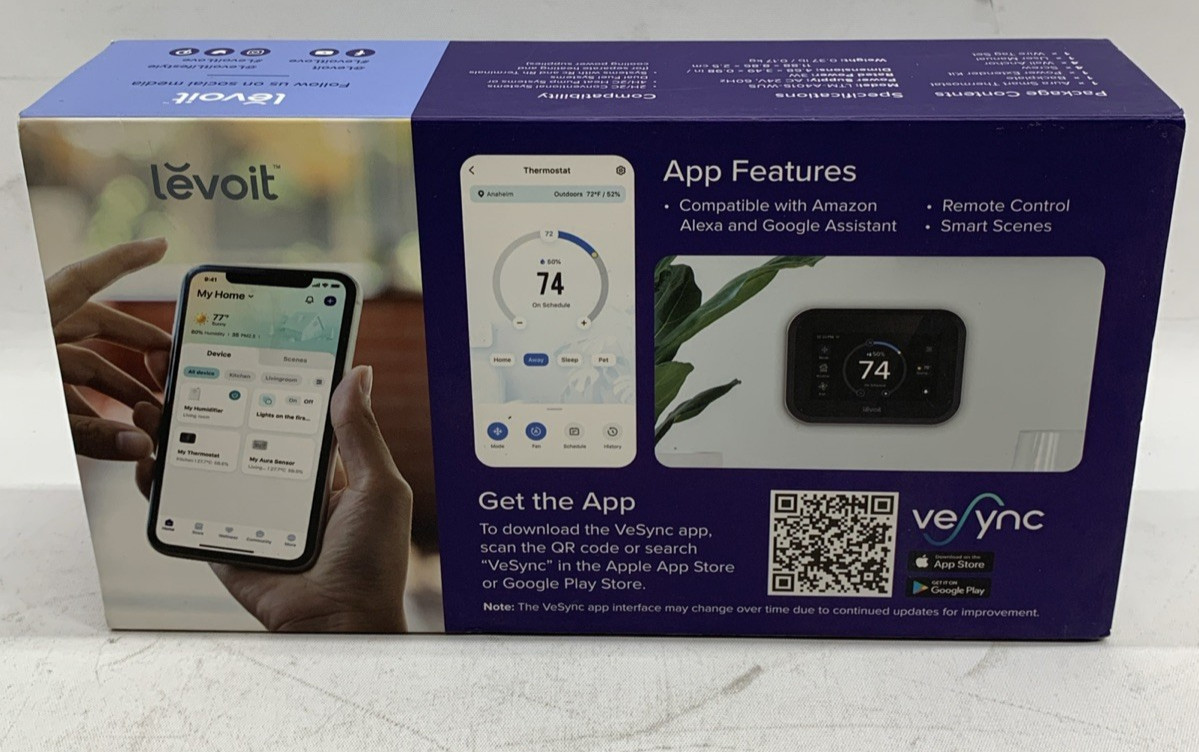 Levoit Aura Smart Thermostat Large 4″ Touchscreen Works with Alexa Hey Google
