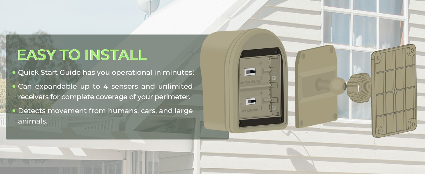 Driveway Wireless Alarm Alert System 1/4 Mile Security Motion Sensor Portable