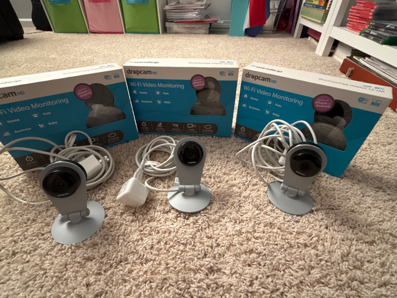 3 Dropcam (Nest) DROPCAM3-HD Home Security Camera Cam 720p w/ Power & USB Cable