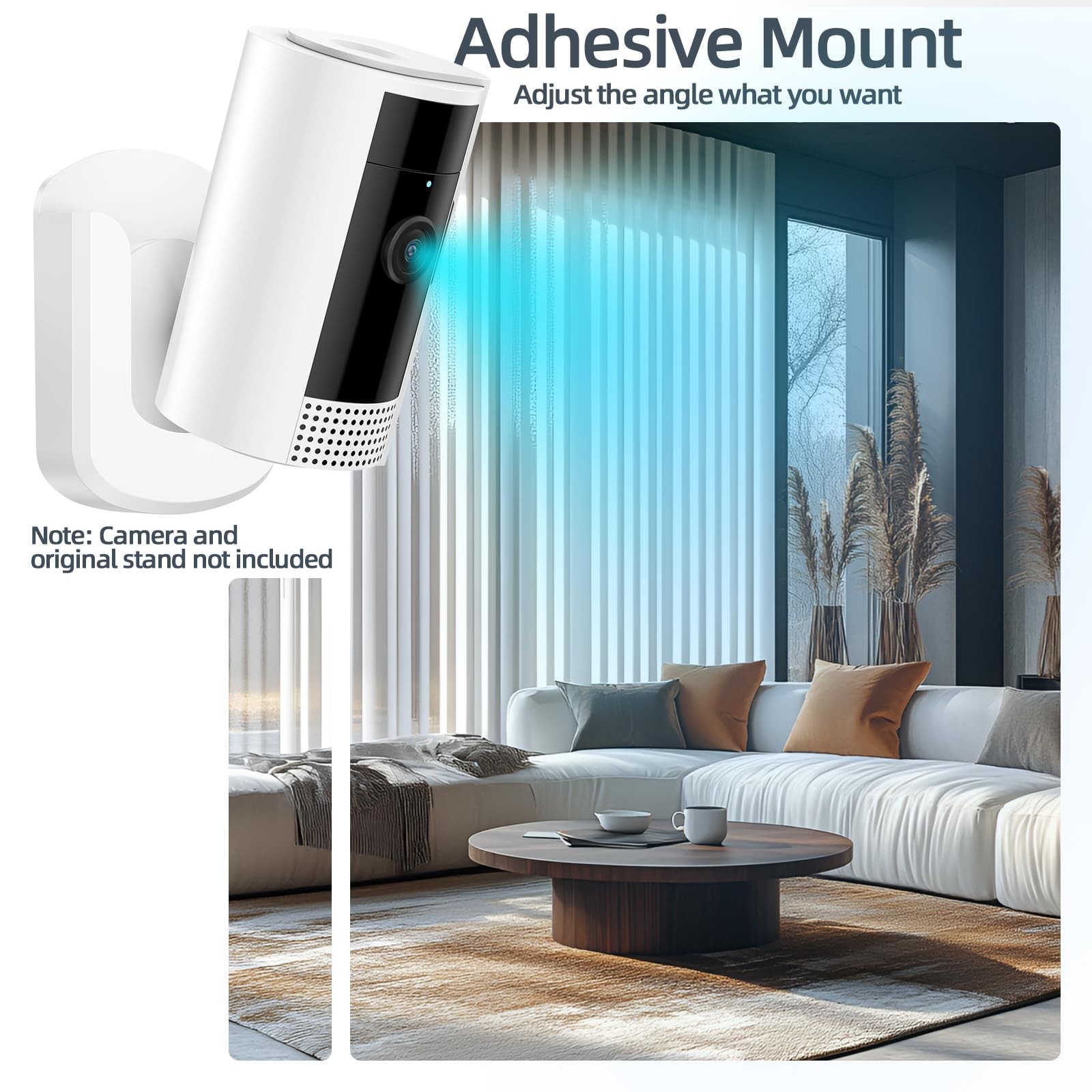 No Drill Ring Indoor Cam Adhesive Wall Mount Bracket – 3 Pack, White