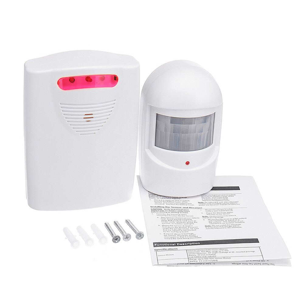 Wireless PIR Motion Sensor System Driveway Garage Security Alarm Alert Indoor US