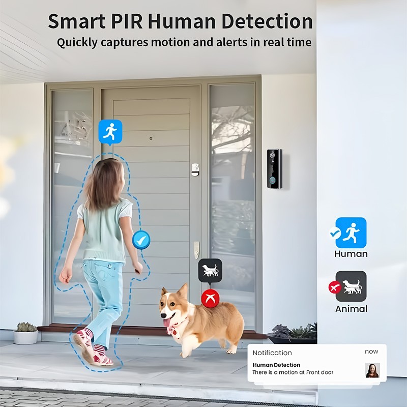 2K+ 5MP Video Doorbell PoE Wired Smart Person Detection 180° Wide With View USA