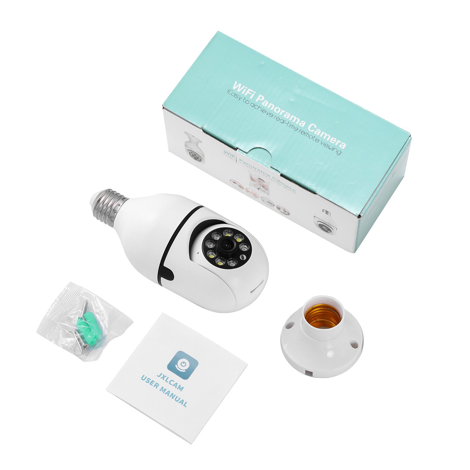 1080p HD 360° Panoramic Light Bulb Camera Wireless IP Home Security Lamp Cam HD
