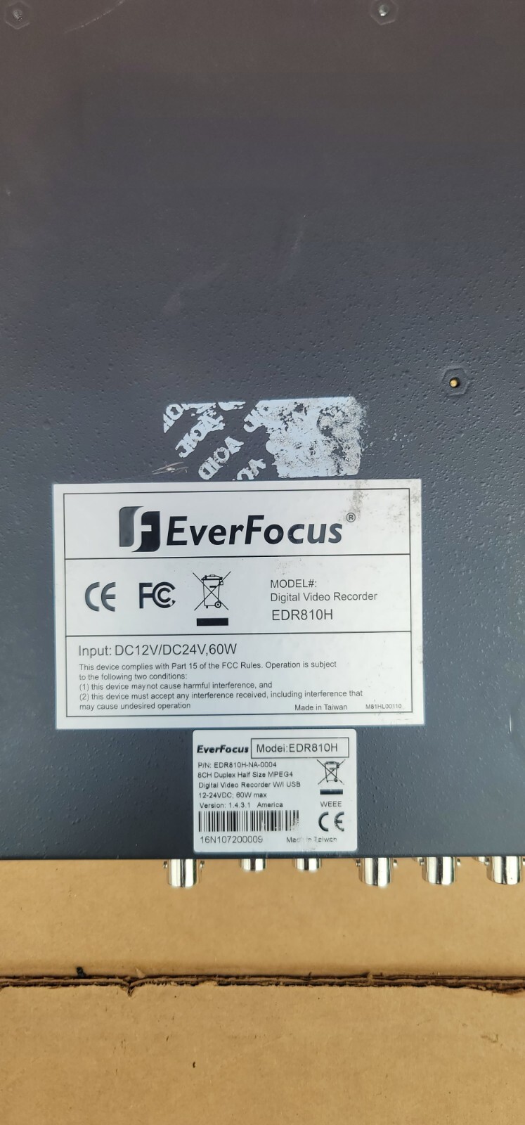 EVERFOCUS EDR810H 8 CHANNEL MPEG4 DIGITAL VIDEO RECORDER [ NO POWER SUPPLY ]