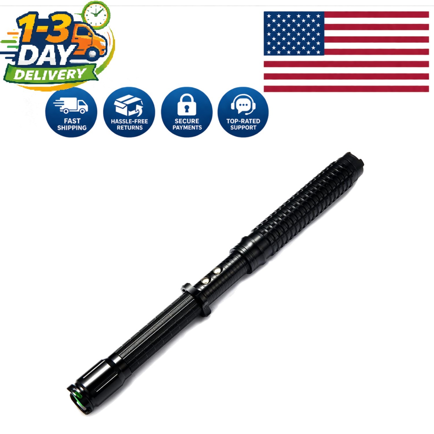 Advanced Self-Defense Tool: 80 Million Volt LED Flashlight – Adjustable 18.9in