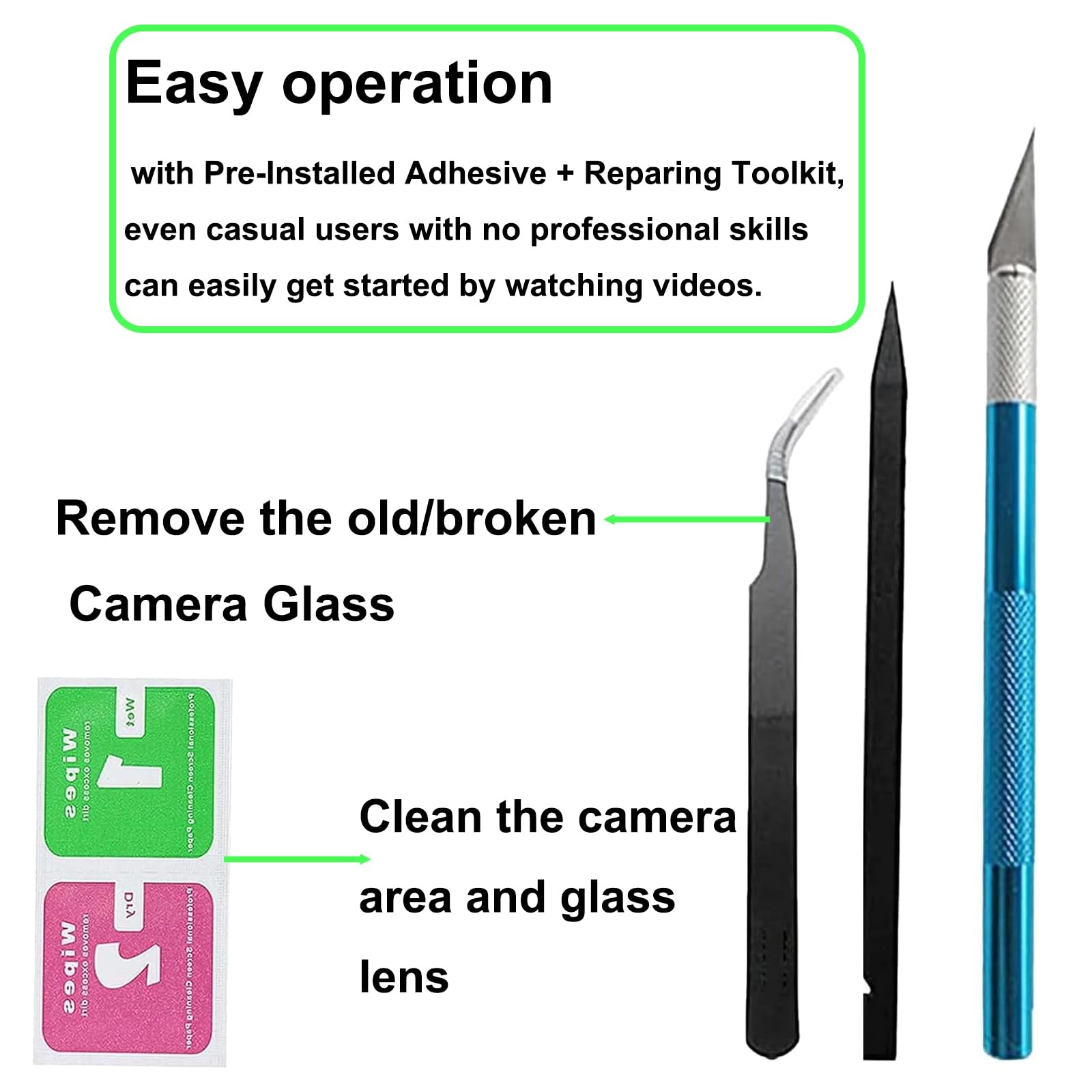 For Pixel 8 Pro Back Rear Camera Lens Glass Replacement for Google black