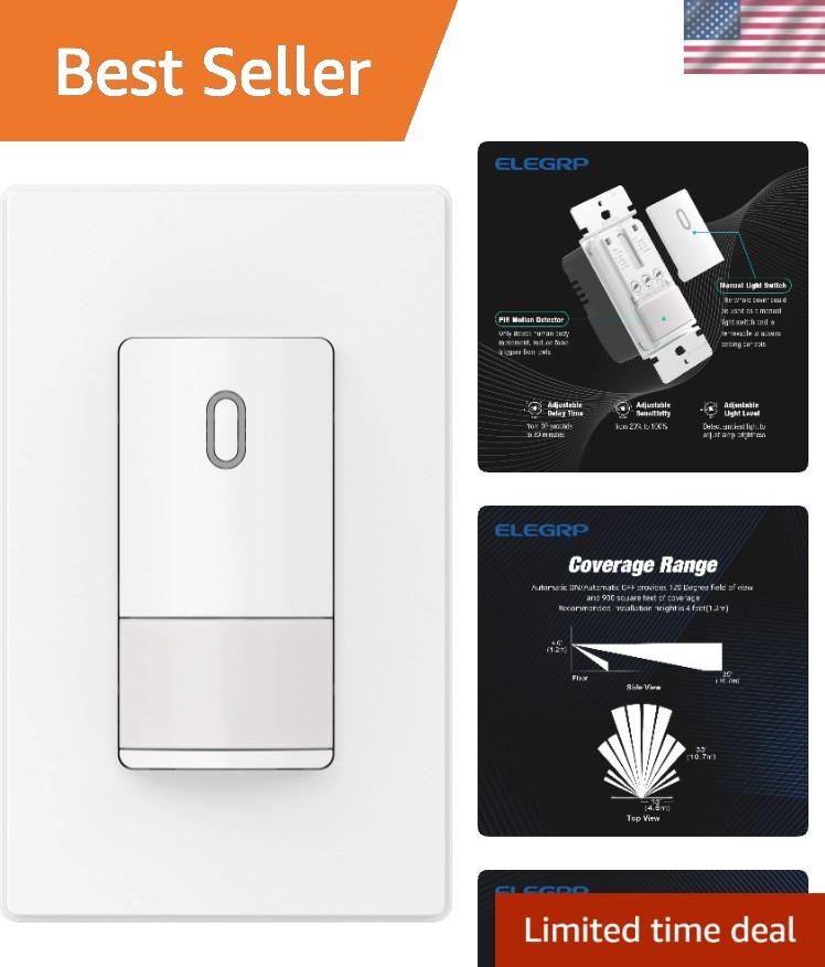 Single Pole Occupancy Motion Sensor Light Switch, Need Grounding Wire No Neut…