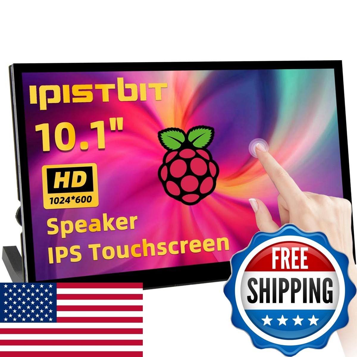 Ipistbit Raspberry Pi Screen 10.1 Inch Touchscreen Monitor Ips 1024600 Dual