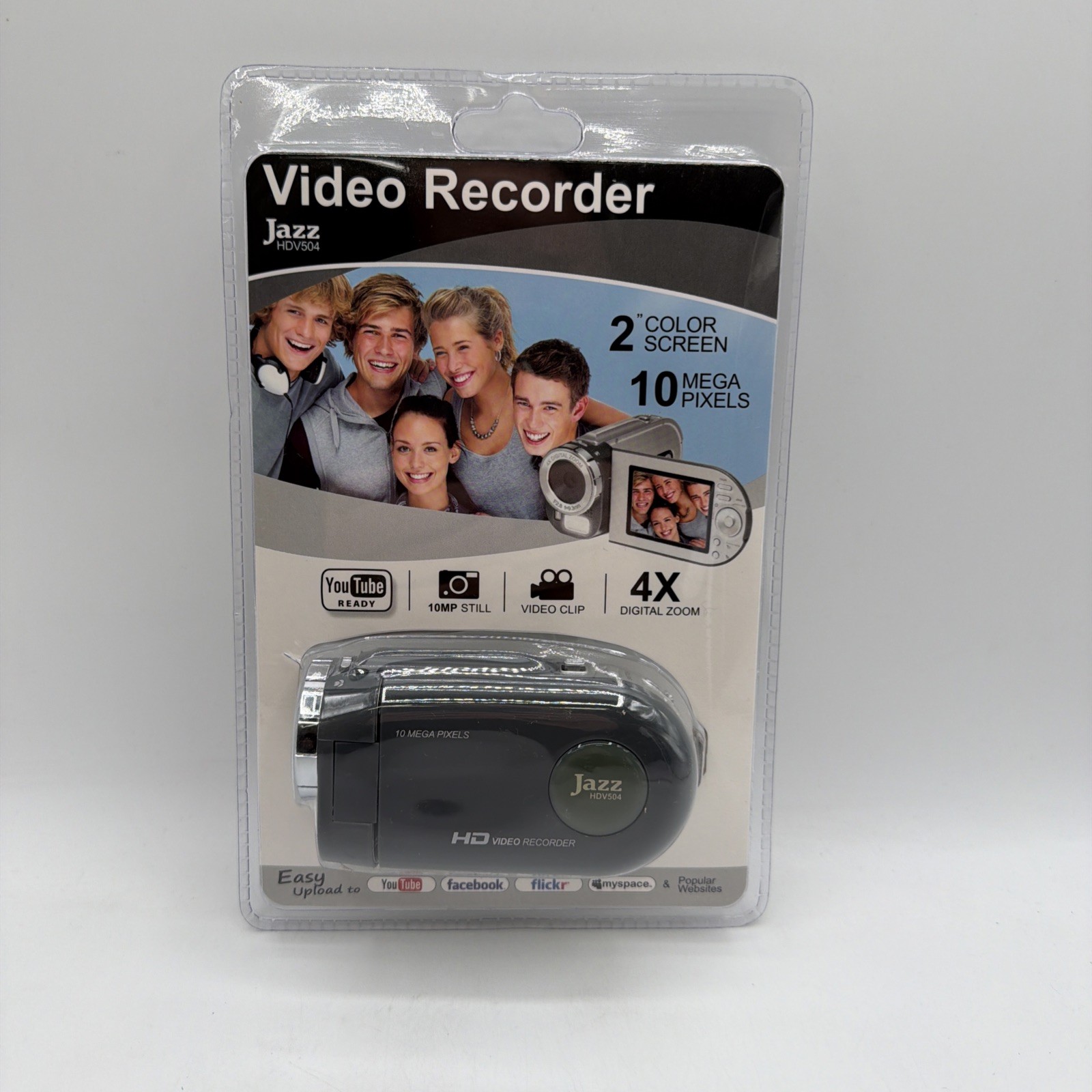 Jazz 10MP 1.8in LCD Flip Camcorder Digital Camera Platinum Jazz HDV504