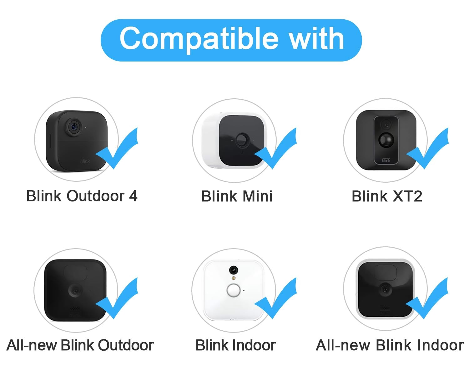 2 Pack 360 Degree Adjustable Adhesive Mount for All-New Blink Outdoor