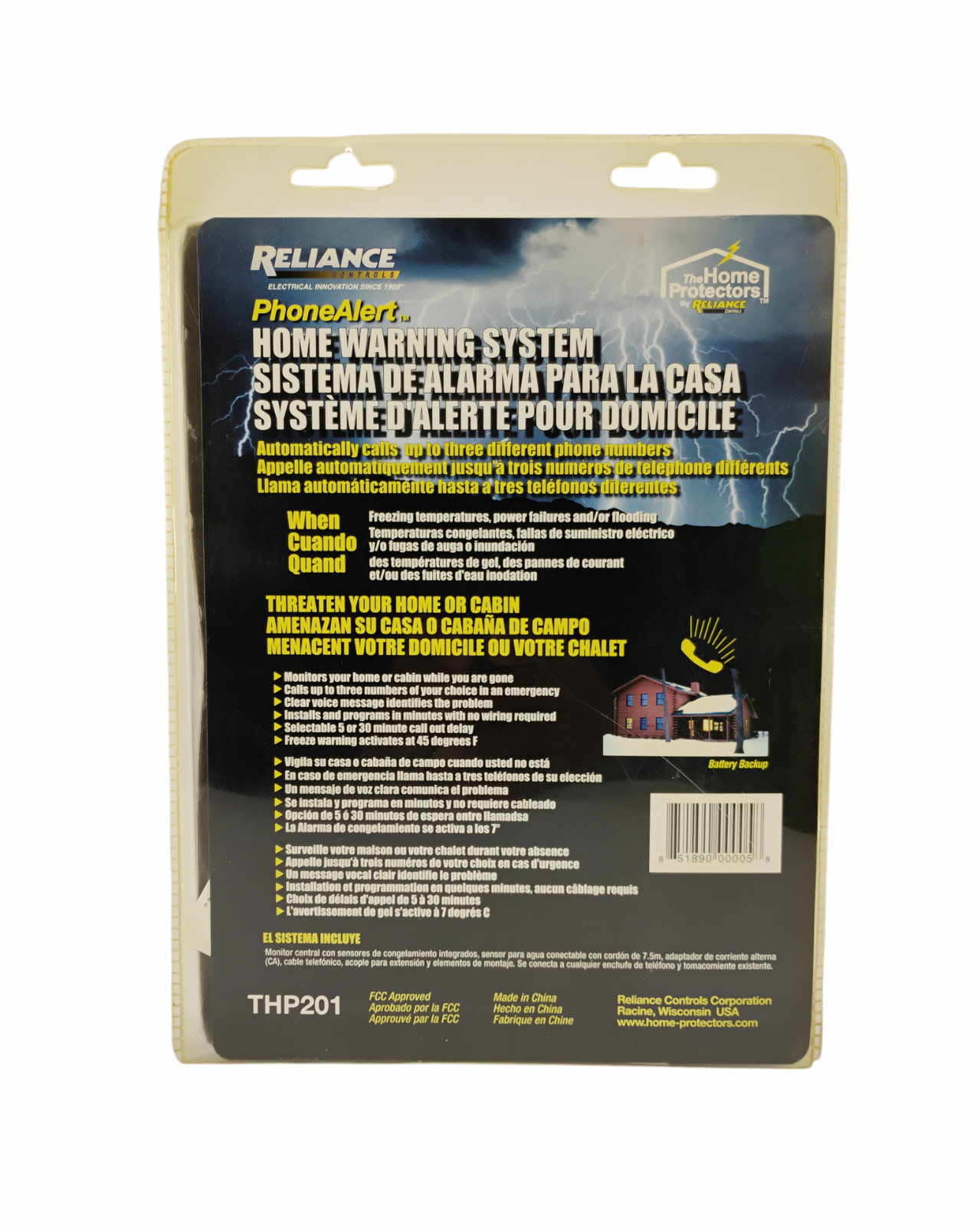 Reliance Home Warning System THP201 Home Monitoring Phone Alert Call Back Up