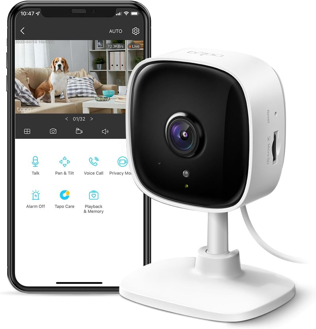 Tp-Link Tapo 1080P Indoor Security Camera for Baby Monitor, Dog Camera W/Motion