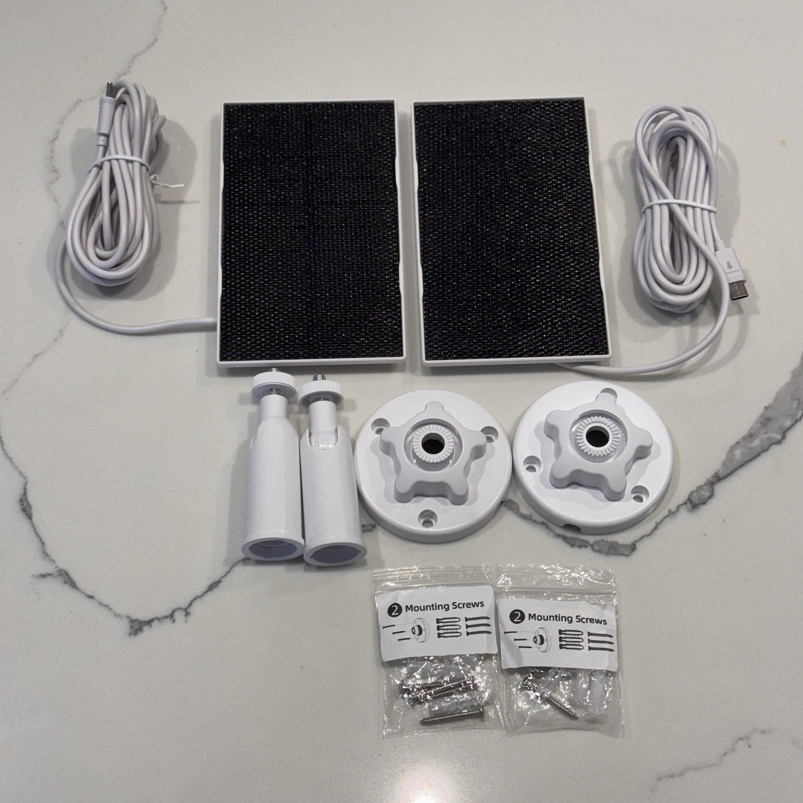 (2)Solar Panels 5.5in x 3.25in USB-C w/ Mounting Hardware 3W For Outdoor Cameras