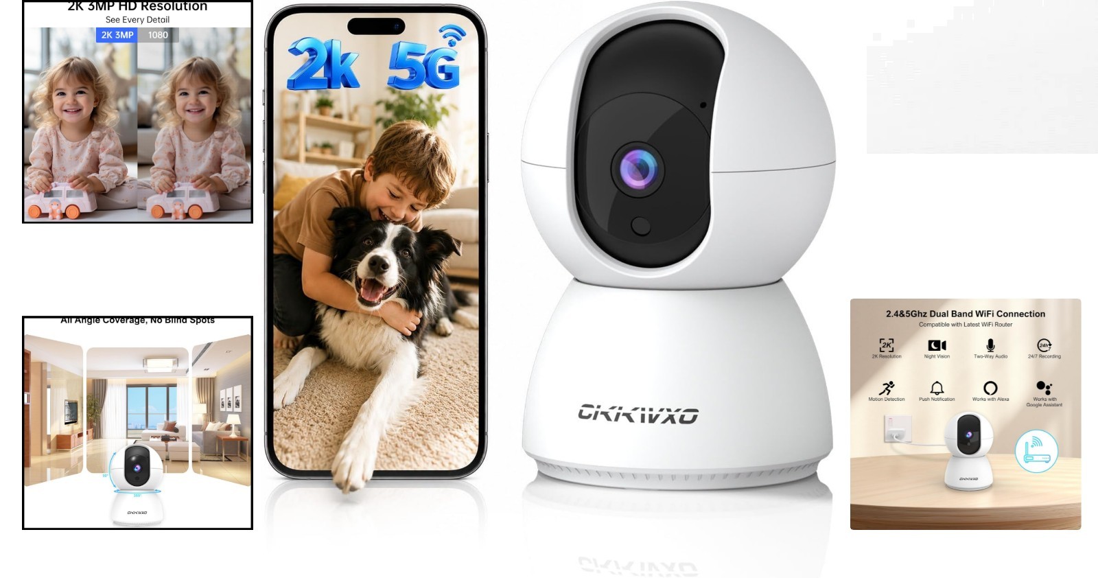 Incredible 2.4/5GHz Wi-Fi Indoor Camera – Ideal for Pet & Baby Monitoring