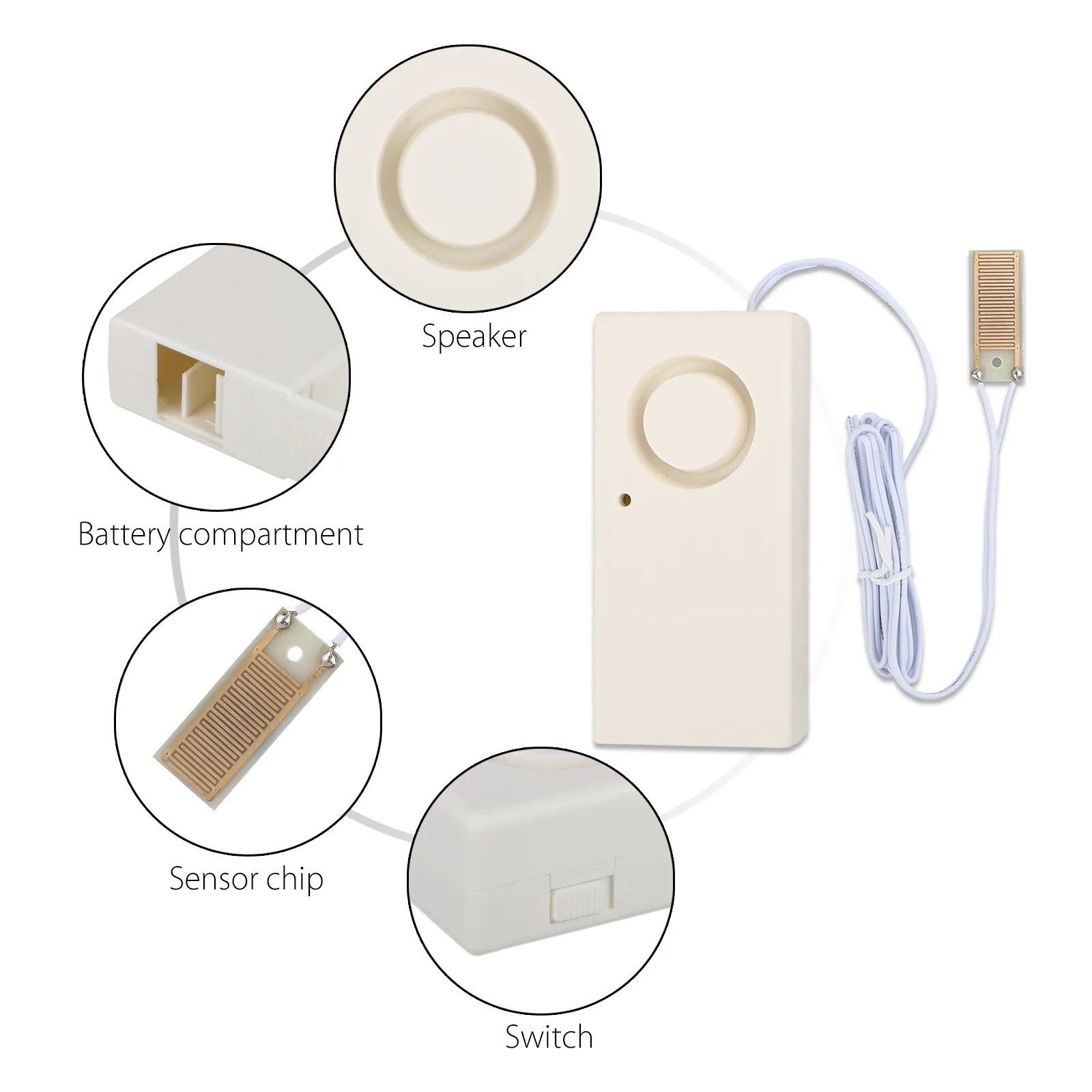 New Water Leak Alarm Flood Level Overflow Detector Sensor Home Security Alert
