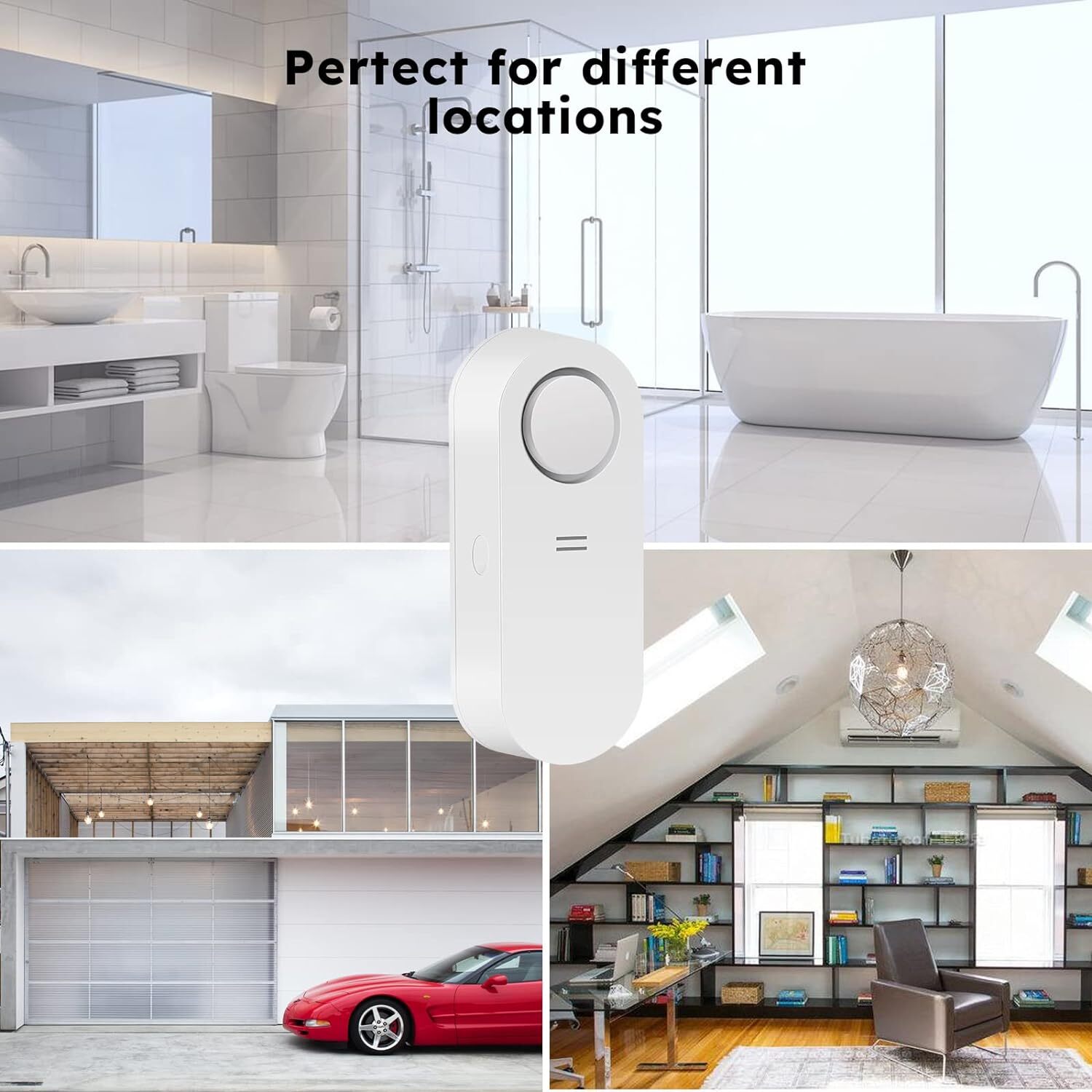 2x Water Leak Detectors Audio Alarm Senso Sensitive Leak 120dB for Home Kitchen