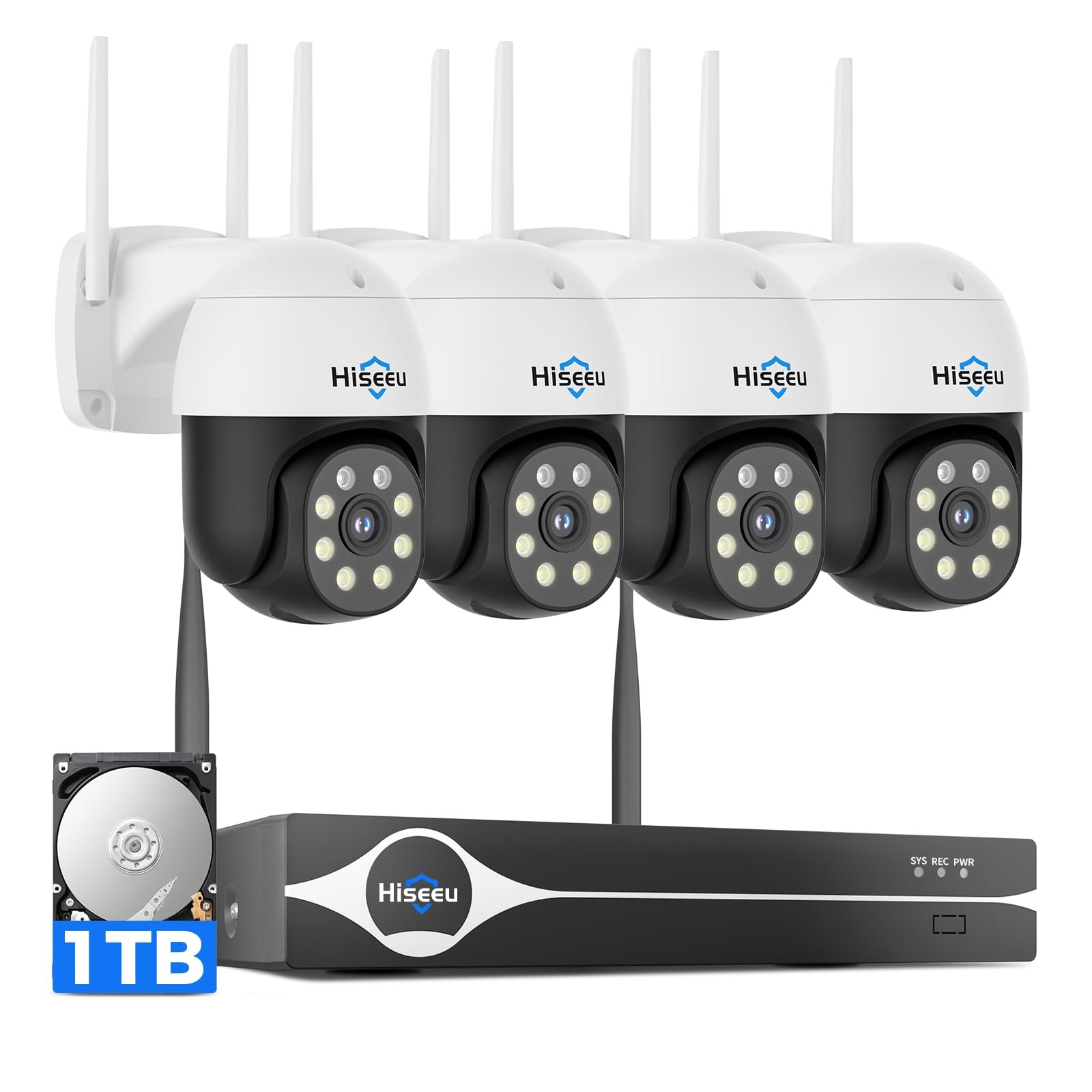 Hiseeu 4K Security Cameras Wireless Outdoor, 8MP 4-Cam Kit, 5G & 4 Cam Kit