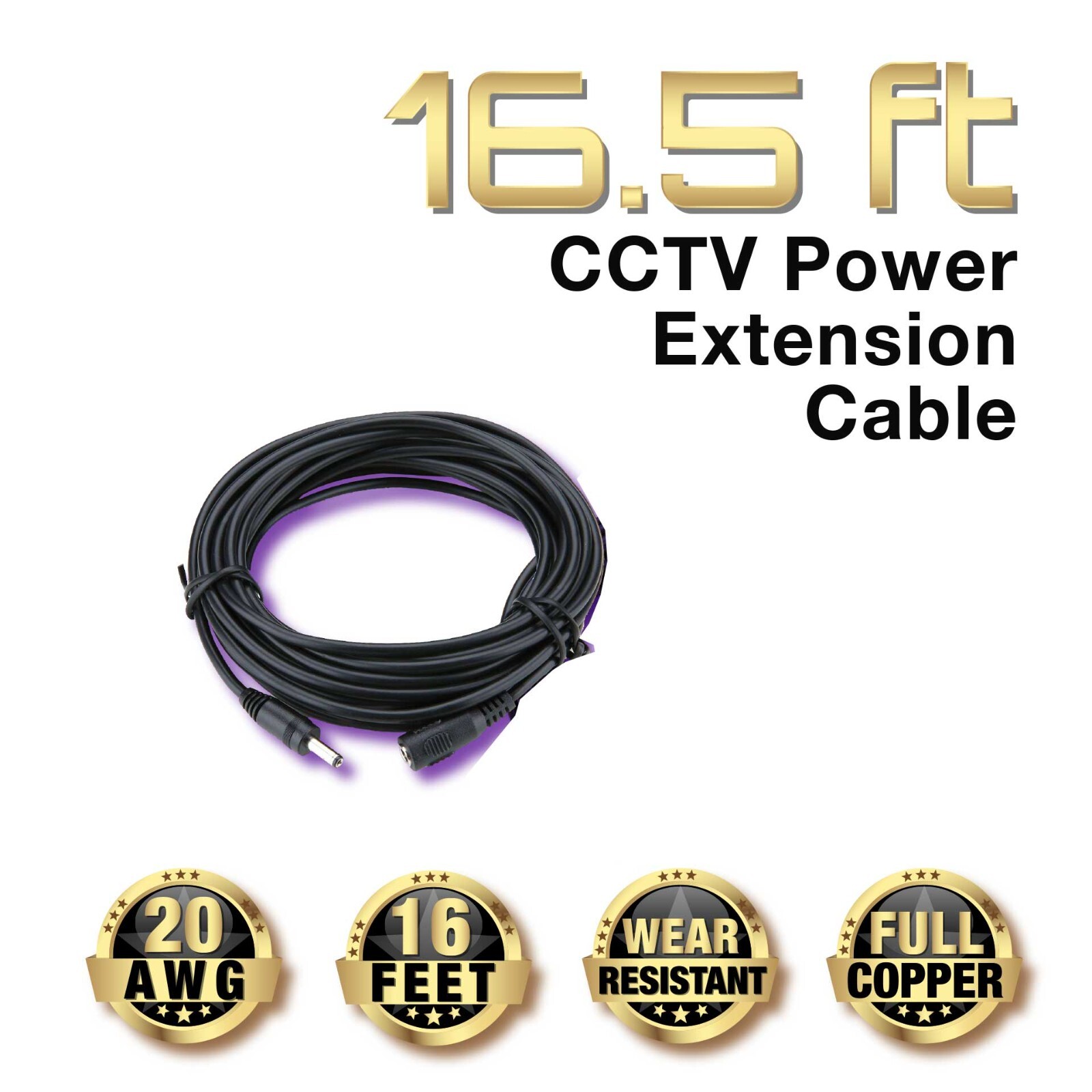 16.5ft 5.5M Power Extension Cable Cord for Reolink Security IP Camera