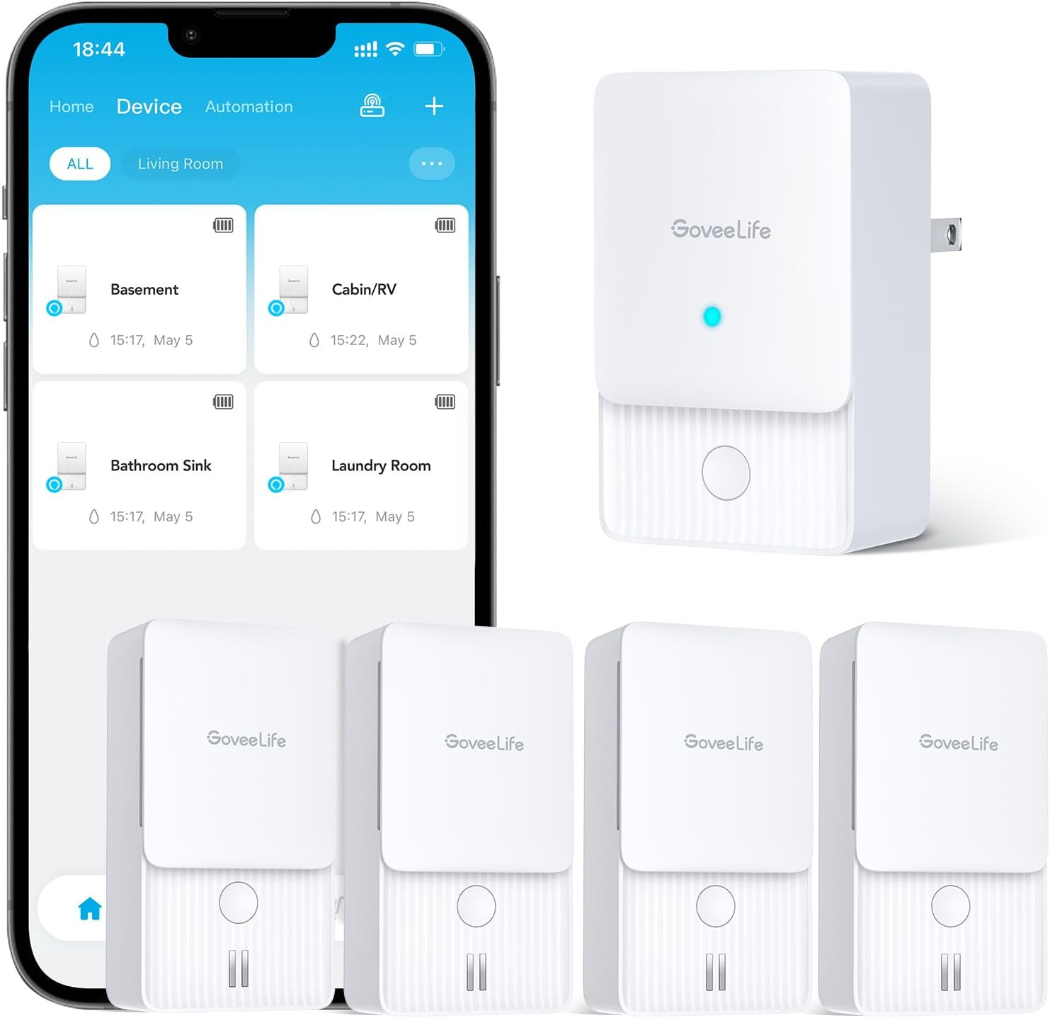 Wifi Water Ieak Detector 2 for Home, Smart Water Ieak Sensor 4 Pack with 100Db A