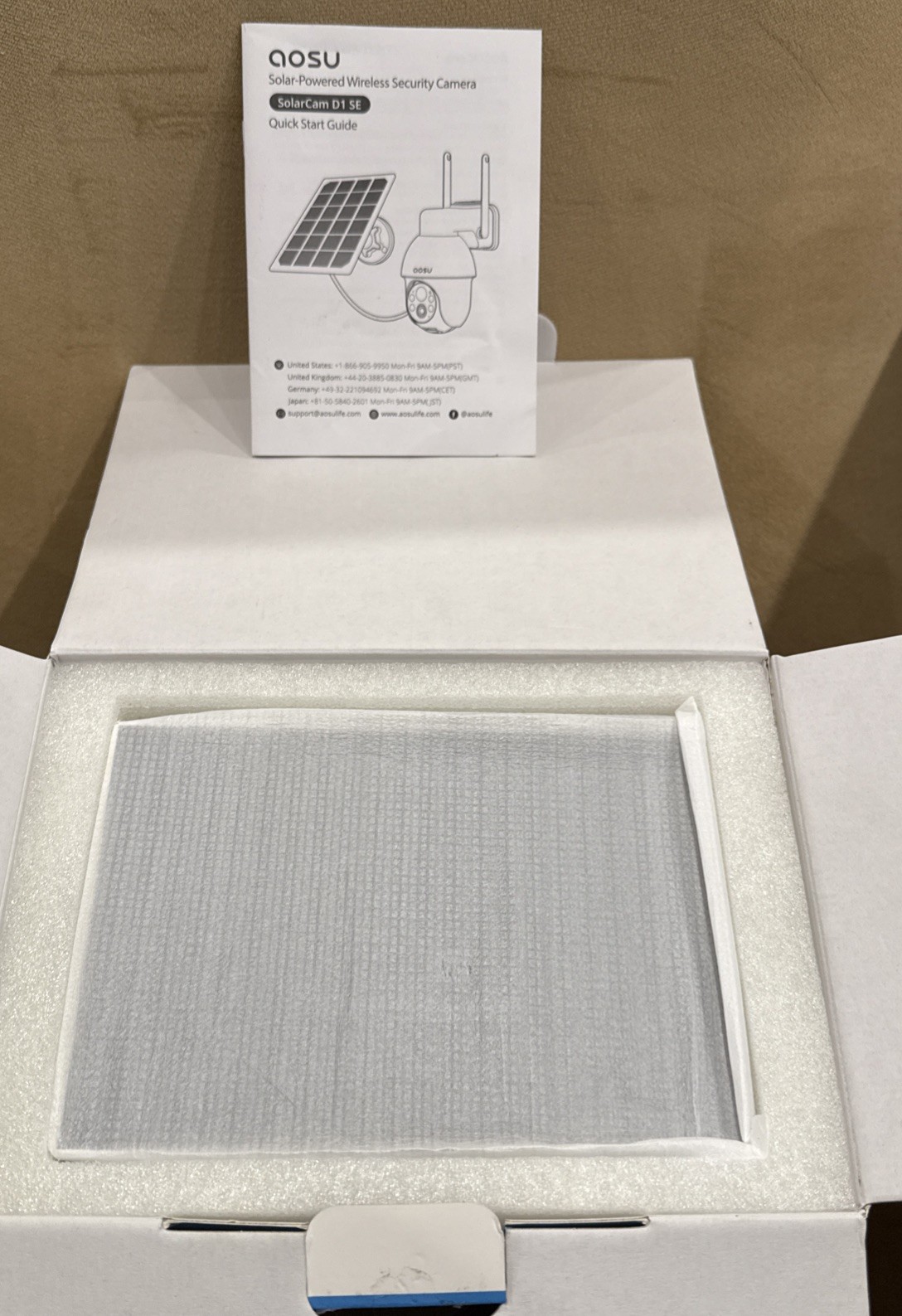 AOSU C9E2CA11 (SolarCam D1 SE) Solar Security Camera Wireless Outdoor-OPEN BOX!