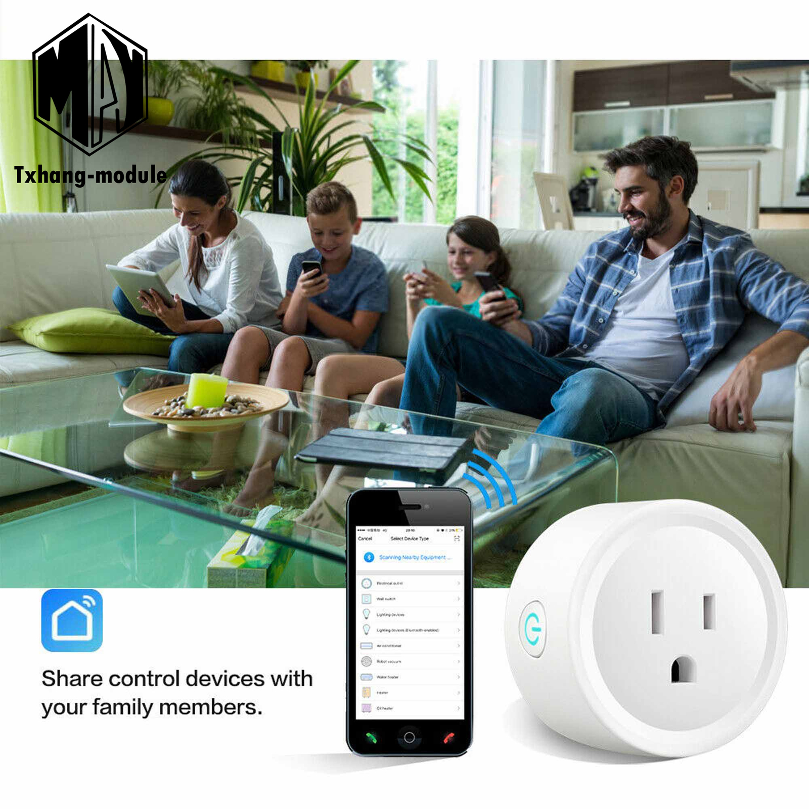 Smart Wifi Switch Socket Outlet fit with Alexa Echo GoogleAssistant A2TM