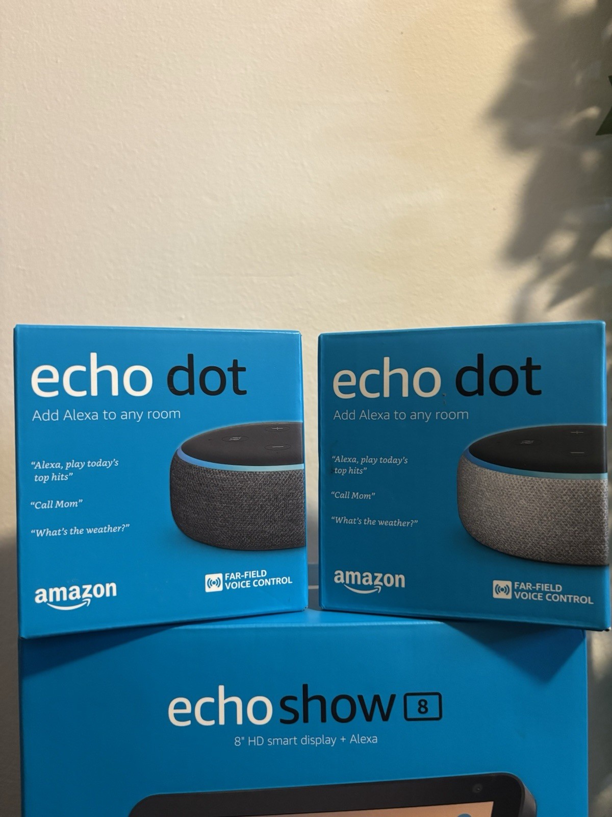 Echo Show 8 & 2 Echo Dot 3rd Generation Bunbdle of 3 BRAND NEW Fast Ship SEALED