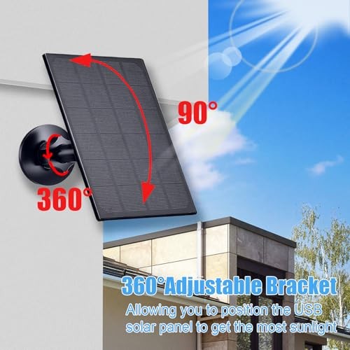 Solar Panel for Security CameraW Solar Charger with Micro USB & USB-C 2 Black