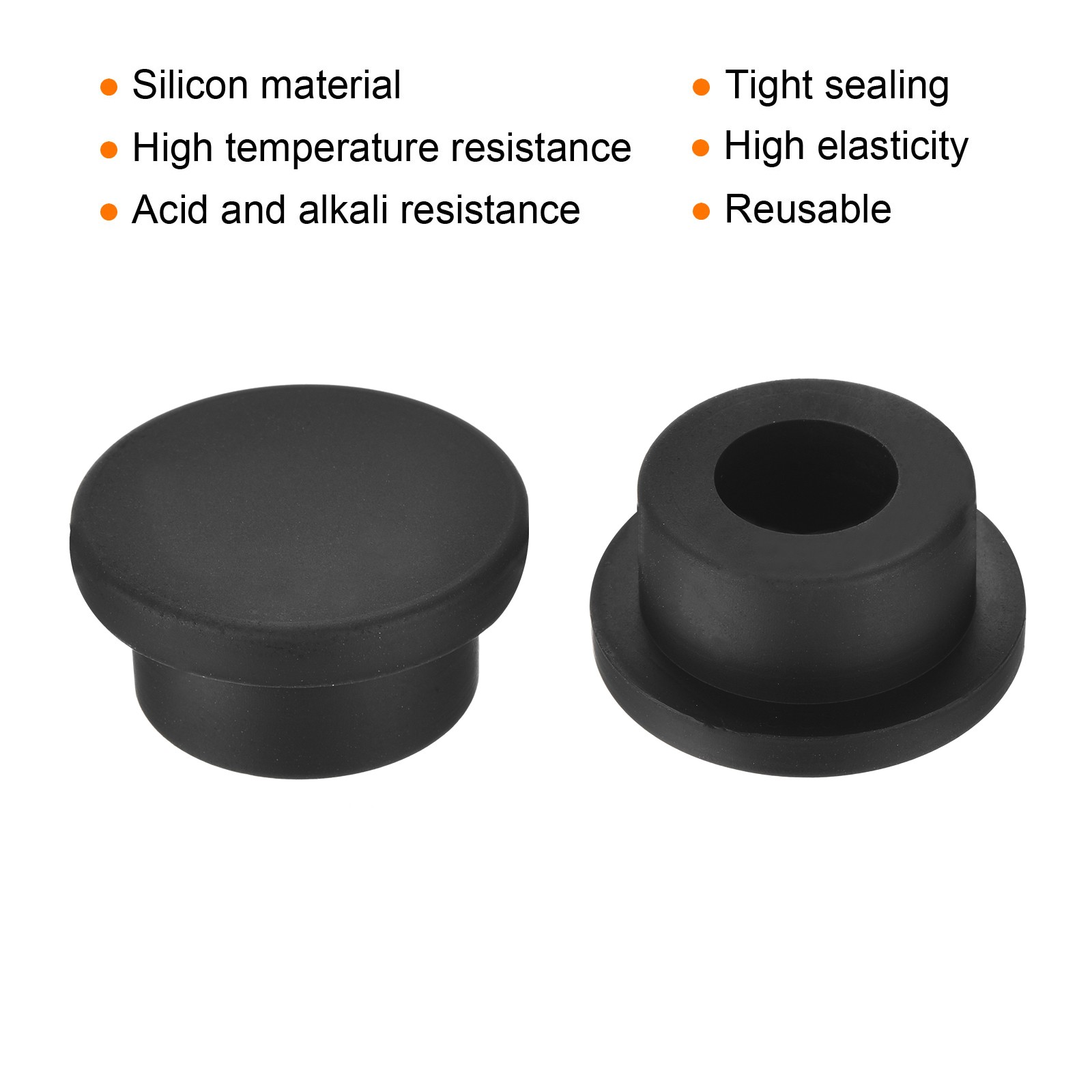 High Temp Silicone Plugs t Shape Silicon Stopper Black 29x14x4mm, 5pcs
