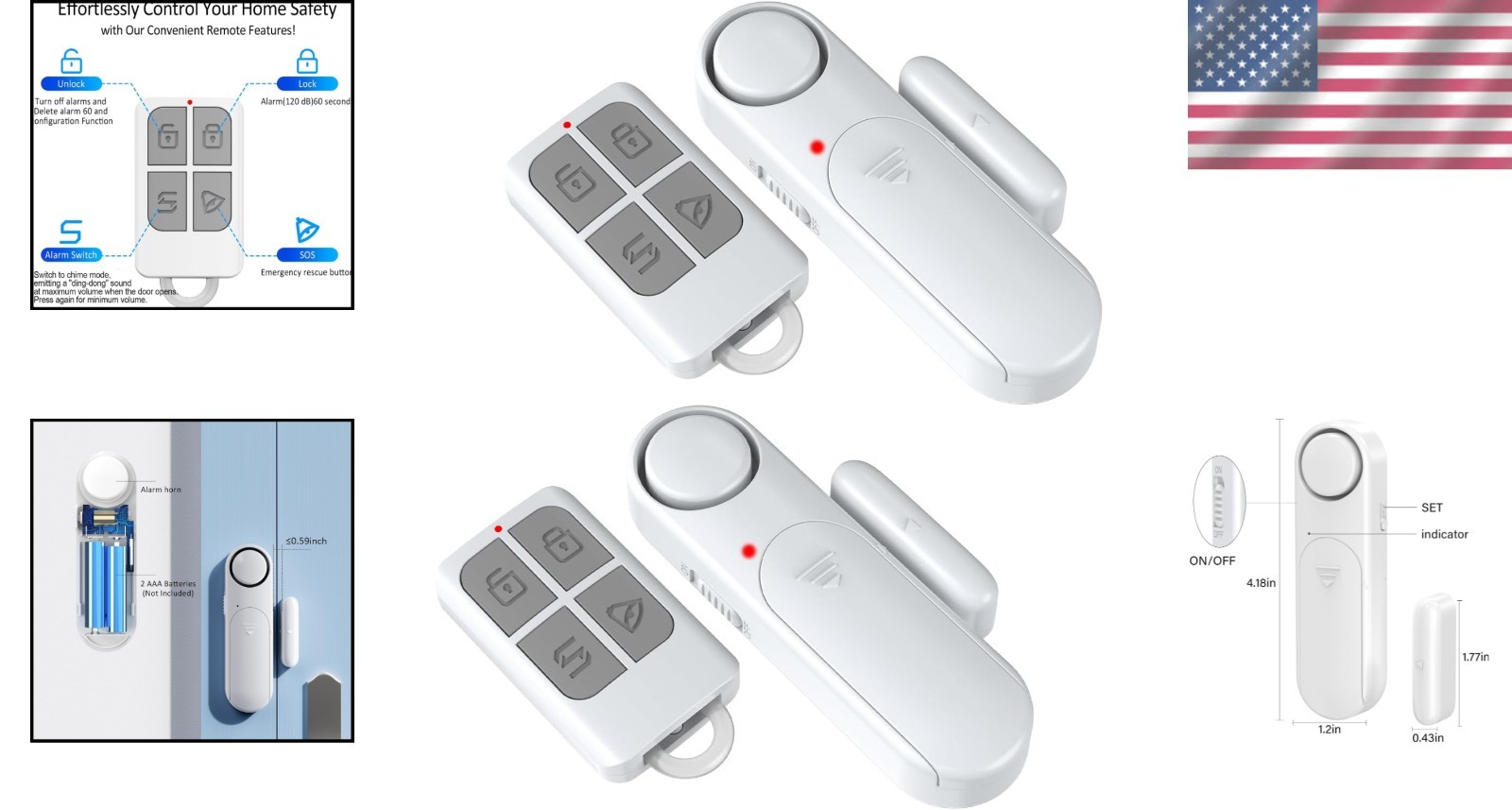 Wireless Door Alarm System – 120dB Alerts & Easy Installation (2-Pack)