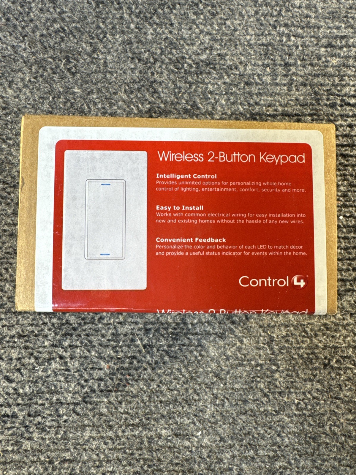 Control4 C4-KP2-Z-BL Wireless 2-Button Keypad – Black – New Old Stock