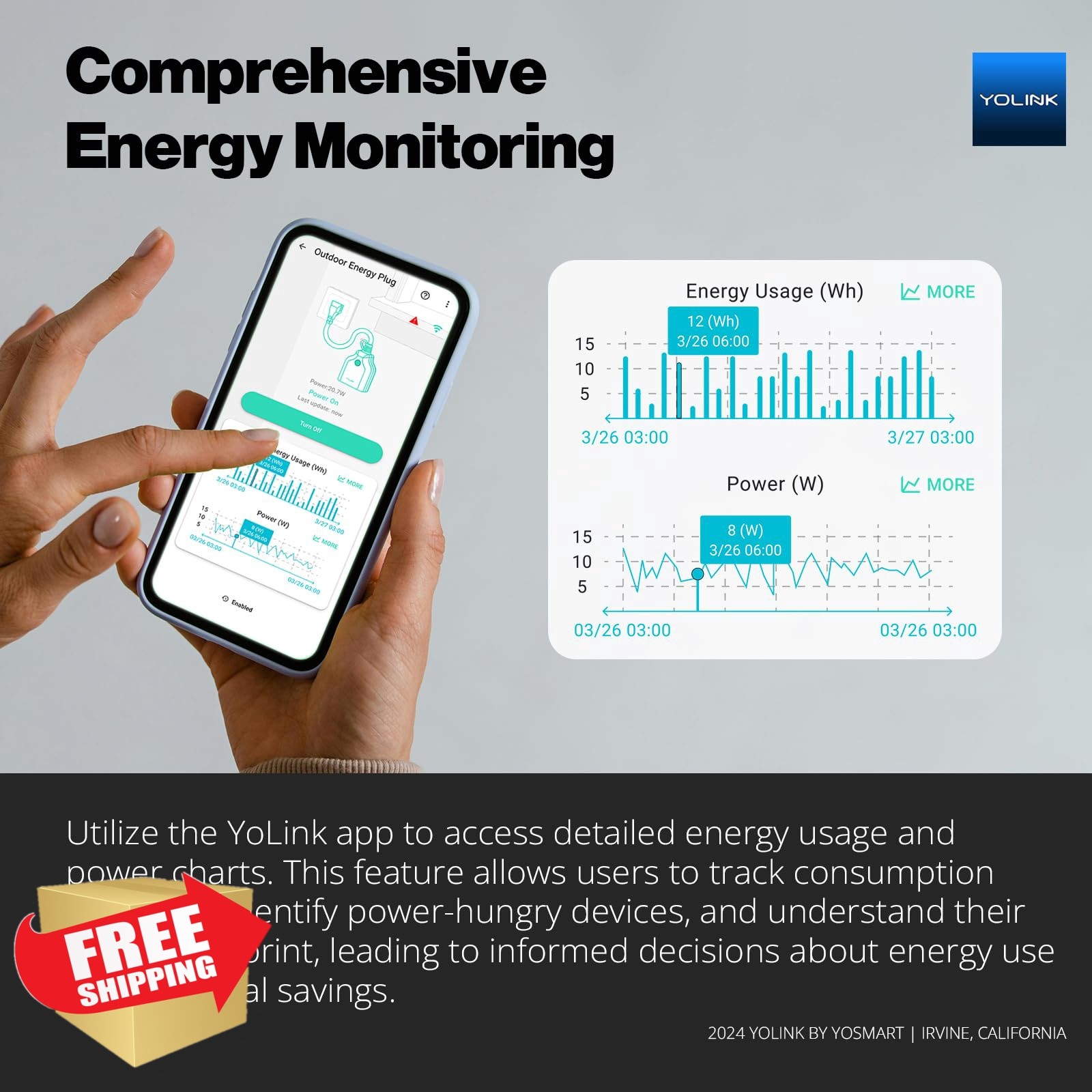 YoLink Smart Outdoor Energy Plug 2 Pack Hub Included