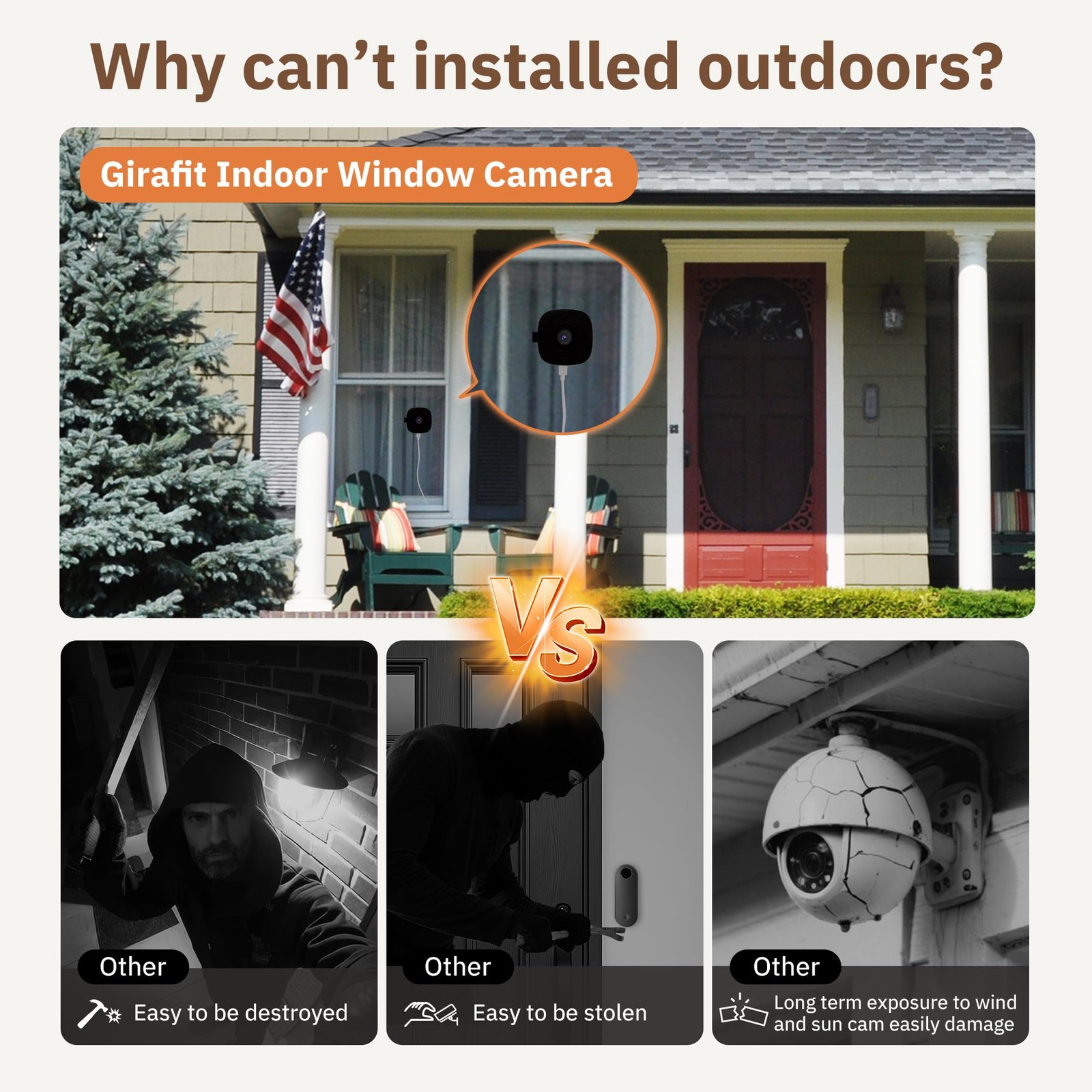 Girafit 3MP 2K Window Camera,2.4GHz & 5GHz WiFi Indoor Cameras for Home Security