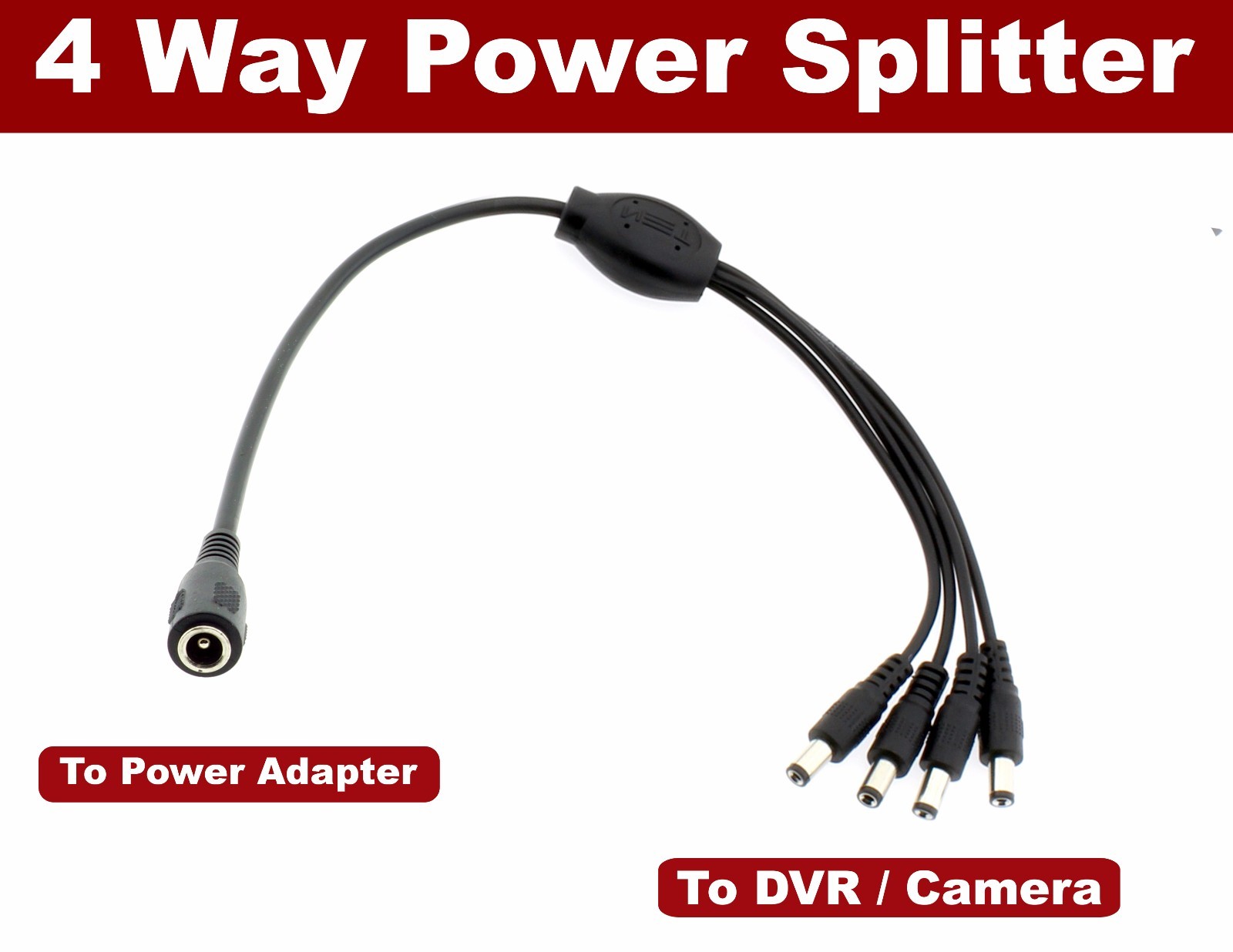 DC 12V 3A Power Adapter 4-Split Power Cable for Samsung SDS-P5102, SDS-P5122