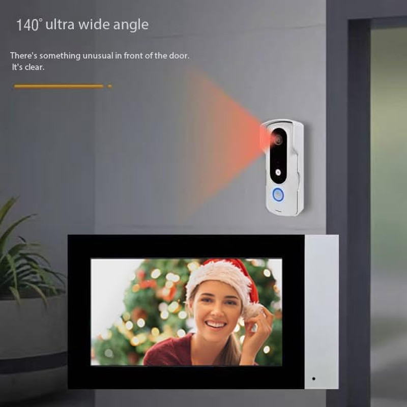 Wired 7-Inch Smart Video Doorbell with Touchscreen Chime | 2K Head-To-Toe View |