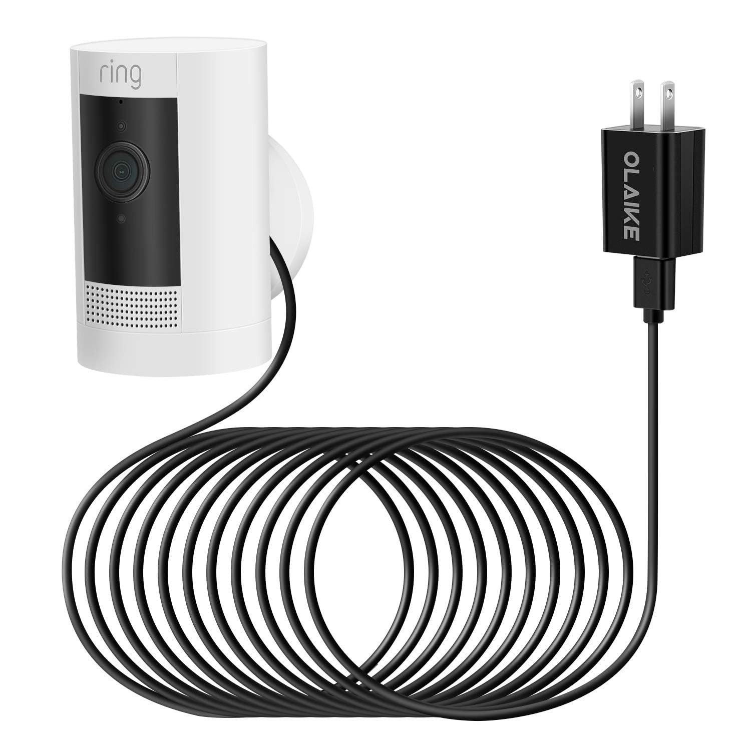OLAIKE Indoor/Outdoor Power Adapter for Ring Stick 5 meters, Black(5m/16ft)