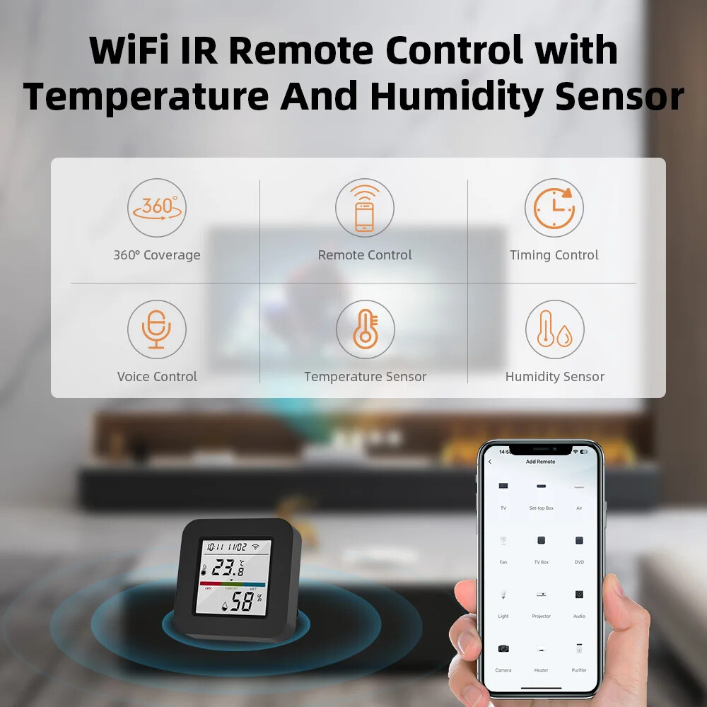 WiFi IR Universal Remote Control Temperature and Humidity Sensor Smart Life App